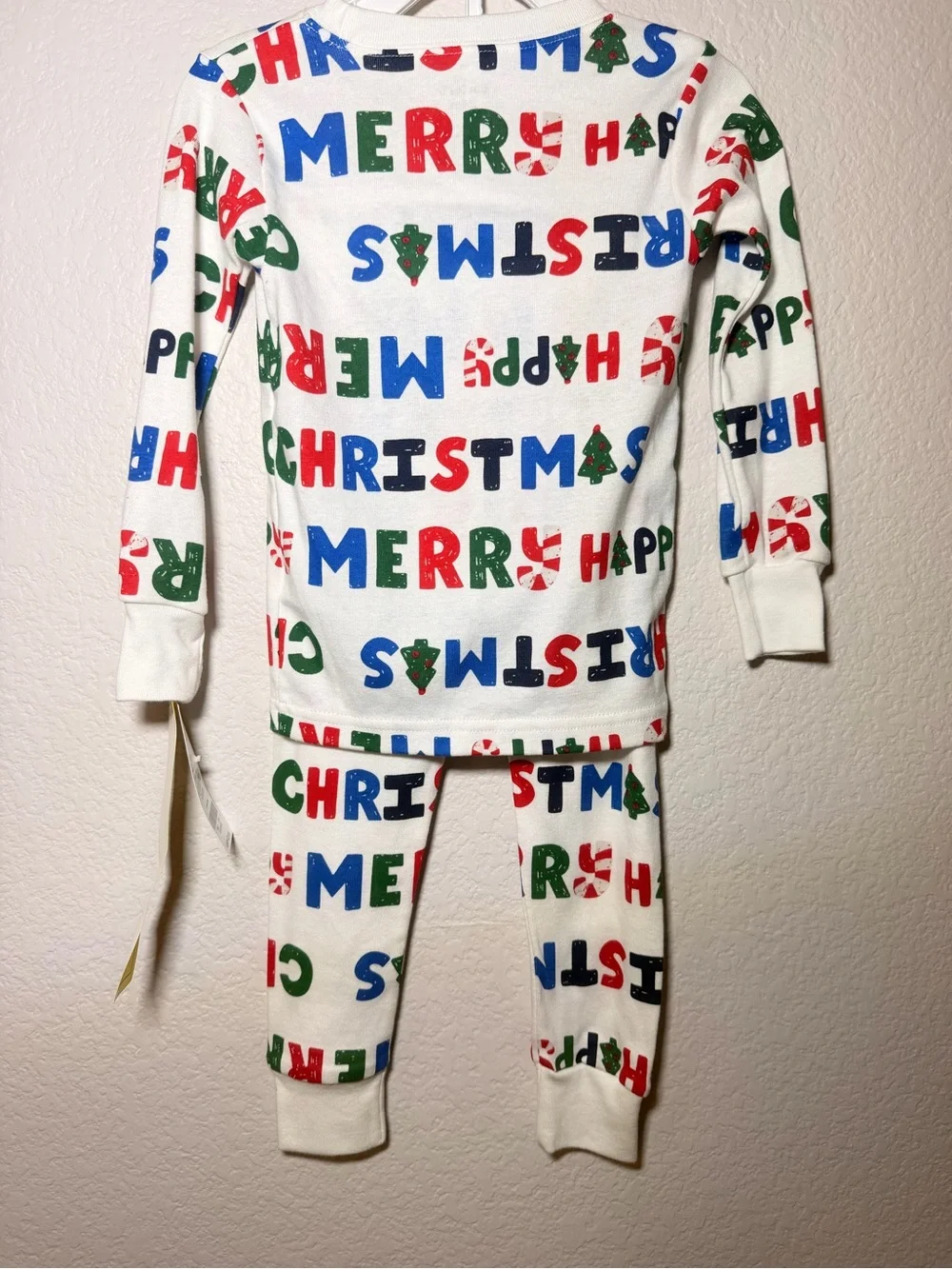 Unbranded Kids Christmas 'Merry Christmas' White Holiday Pajama Set